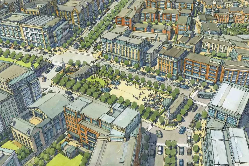 A rendering of the Utah City master planned, mixed-use development.